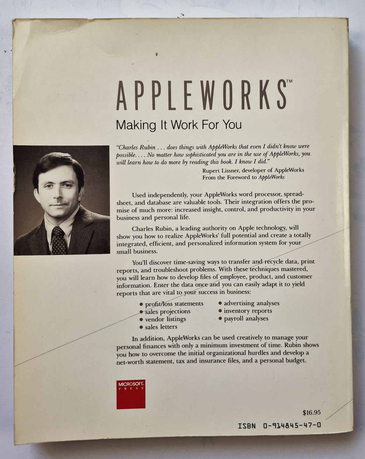 Appleworks: Boosting Your Business with Integrated Software by Charles Rubin (Very Good, 1985, Pbk, 296 pgs, Microsoft Press)
