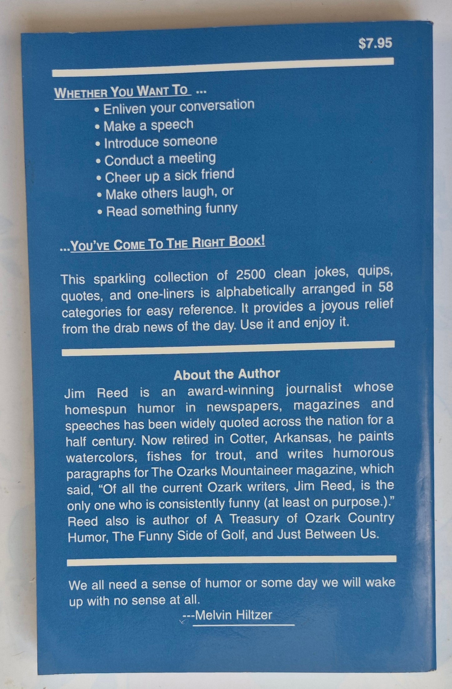 A Treasury of Ozark Country Humor Vol 2 by Jim Reed (Very good, 1995, Pbk, 251 pgs, Litho Printers)