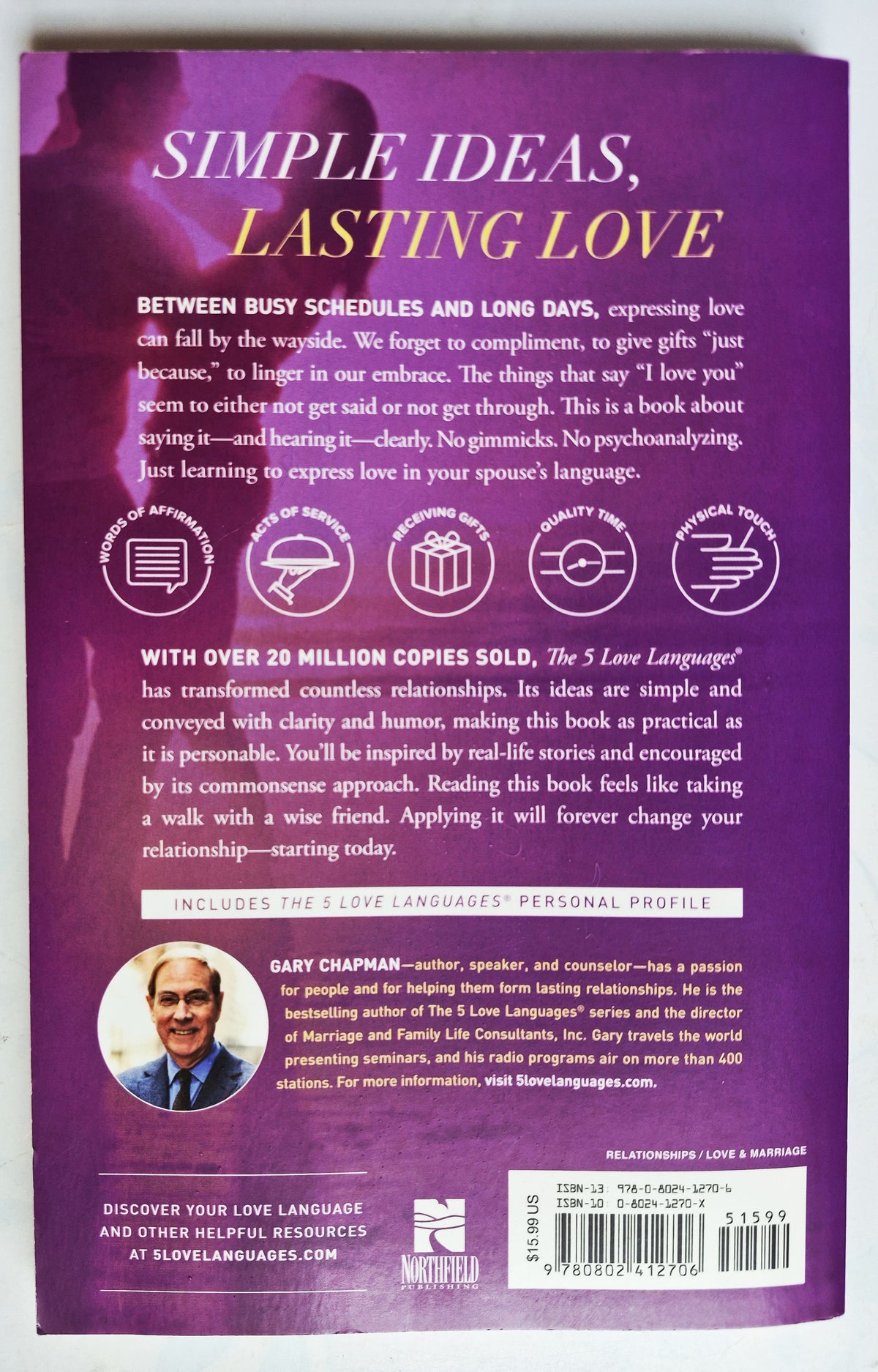 The 5 Love Languages: The Secret to Love that Lasts by Gary Chapman (Very good, 2010, Pbk, 203 pgs, Northfield Pub.)