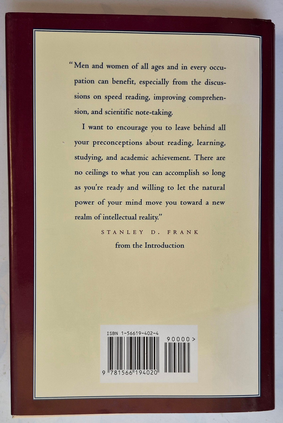 The Evelyn Wood Seven-Day Speed Reading and Learning Program by Stanley D. Frank (Very good, 1990, HC, 212 pgs, Barnes & Noble)