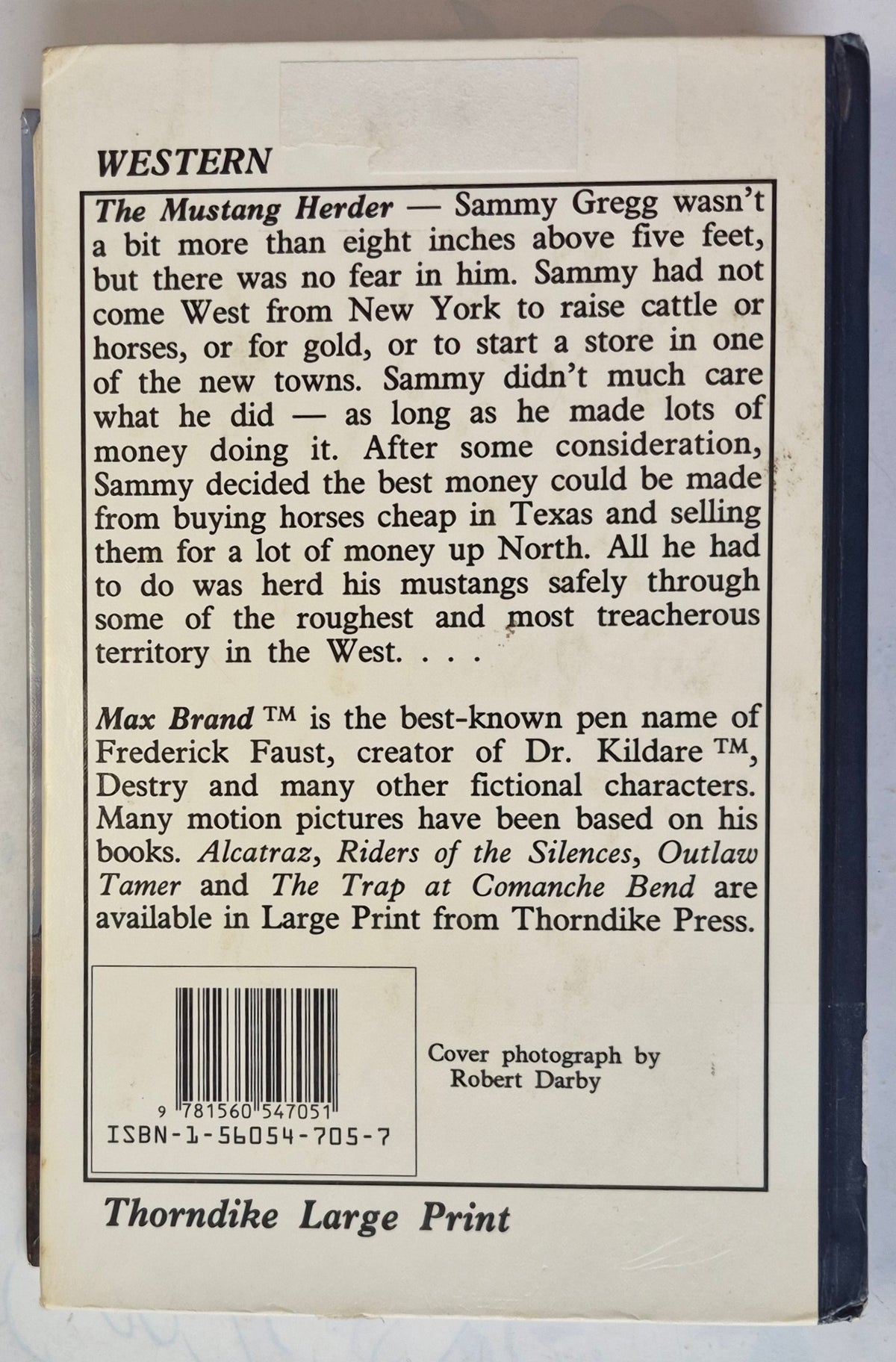 The Mustang Herder by Max Brand (Good, 1994, HC, 327 pgs, Thorndike Press Large Print)