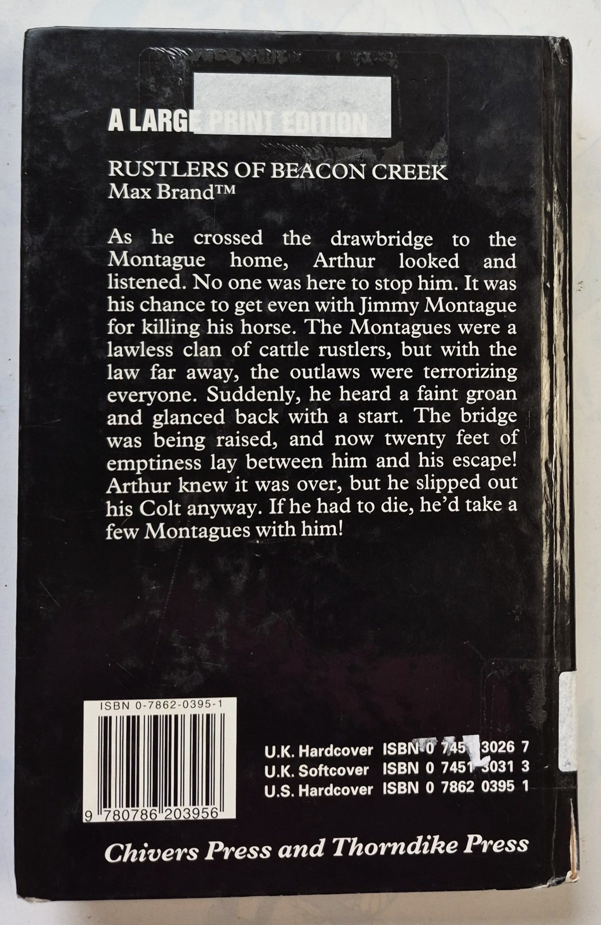 Rustlers of Beacon Creek by Max Brand (Good, 1995, HC, 392 pgs, Thorndike Press Large Print)
