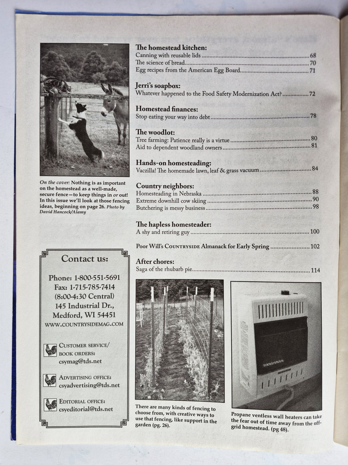 Countryside & Small Stock Journal Set: Volume 95 No.1-6 Jan-Dec (2011, Very good)