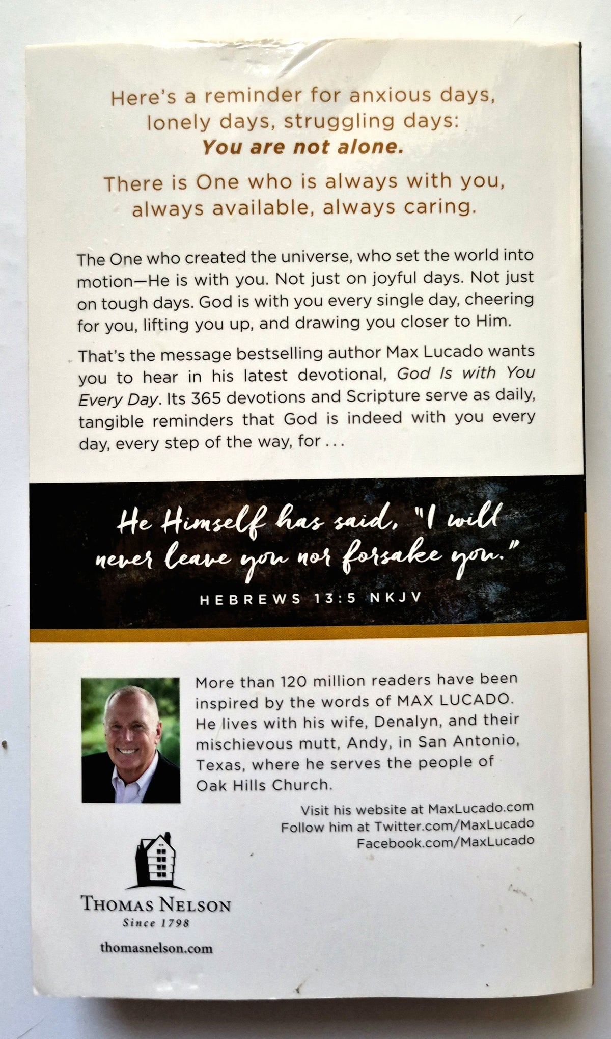 God Is with You Every Day: 356 Day Devotional by Max Lucado (Very good, 2015, Pbk, 394 pgs, Thomas Nelson)