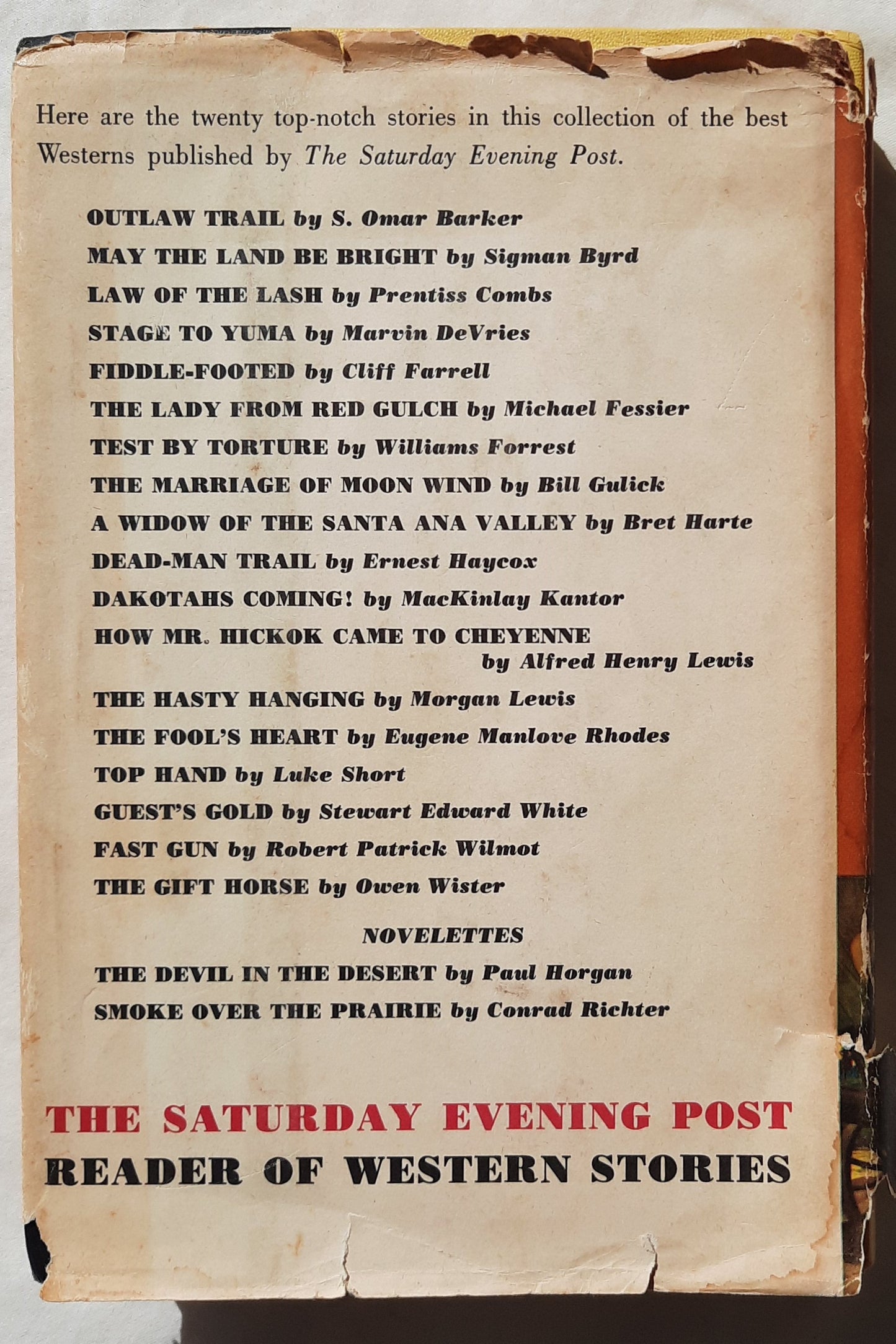 The Saturday Evening Post Reader of Western Stories edited by E.N. Brandt (Good, 1960, HC, The Curtis Publishing Co.)