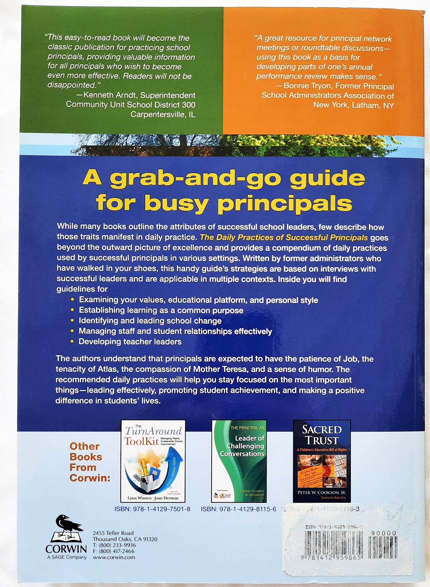 The Daily Practices of Successful Principals by Barbara Brock (Like new, 2011, Pbk, 192 pages, Corwin)