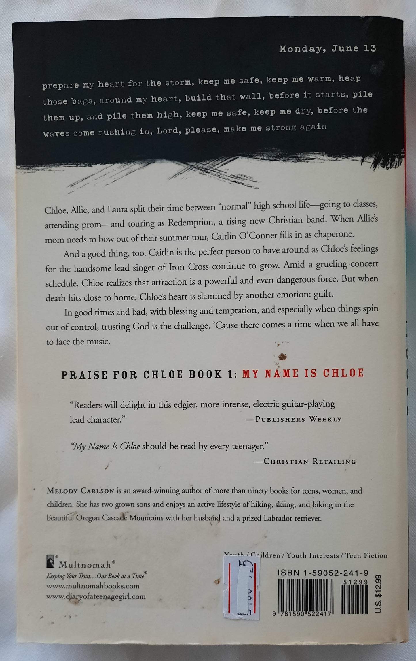Face the Music #4 (Chloe) by Melody Carlson (Diary of a Teenage Girl, Good, 2004, Pbk, 279 pages, Multnomah)