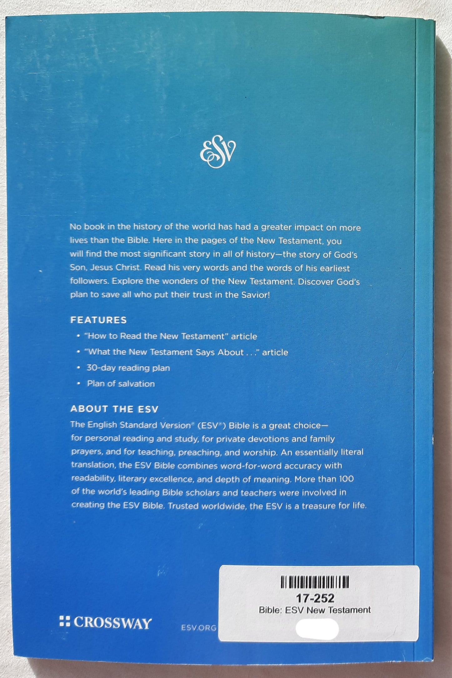 ESV New Testament (New, 2016, Pbk, 160 pages, 7 pointt type, Crossway)