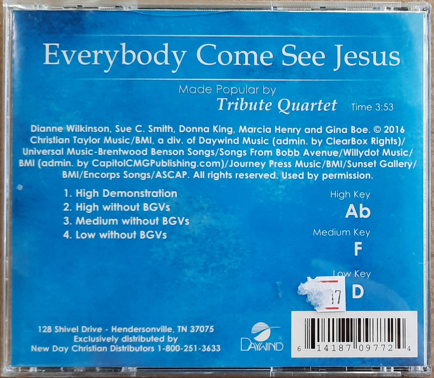 Everybody Come See Jesus Accompaniment/Performance Track Tribute Quartet (Artist) Audio CD 2019