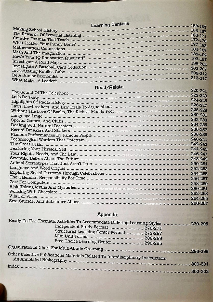 Interdisciplinary Units & Projects for Thematic Instruction I. Forte, S. Schurr (Very good, 1994, Pbk, 303 pages, Incentive Pub.)