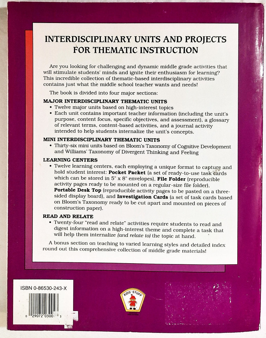 Interdisciplinary Units & Projects for Thematic Instruction I. Forte, S. Schurr (Very good, 1994, Pbk, 303 pages, Incentive Pub.)