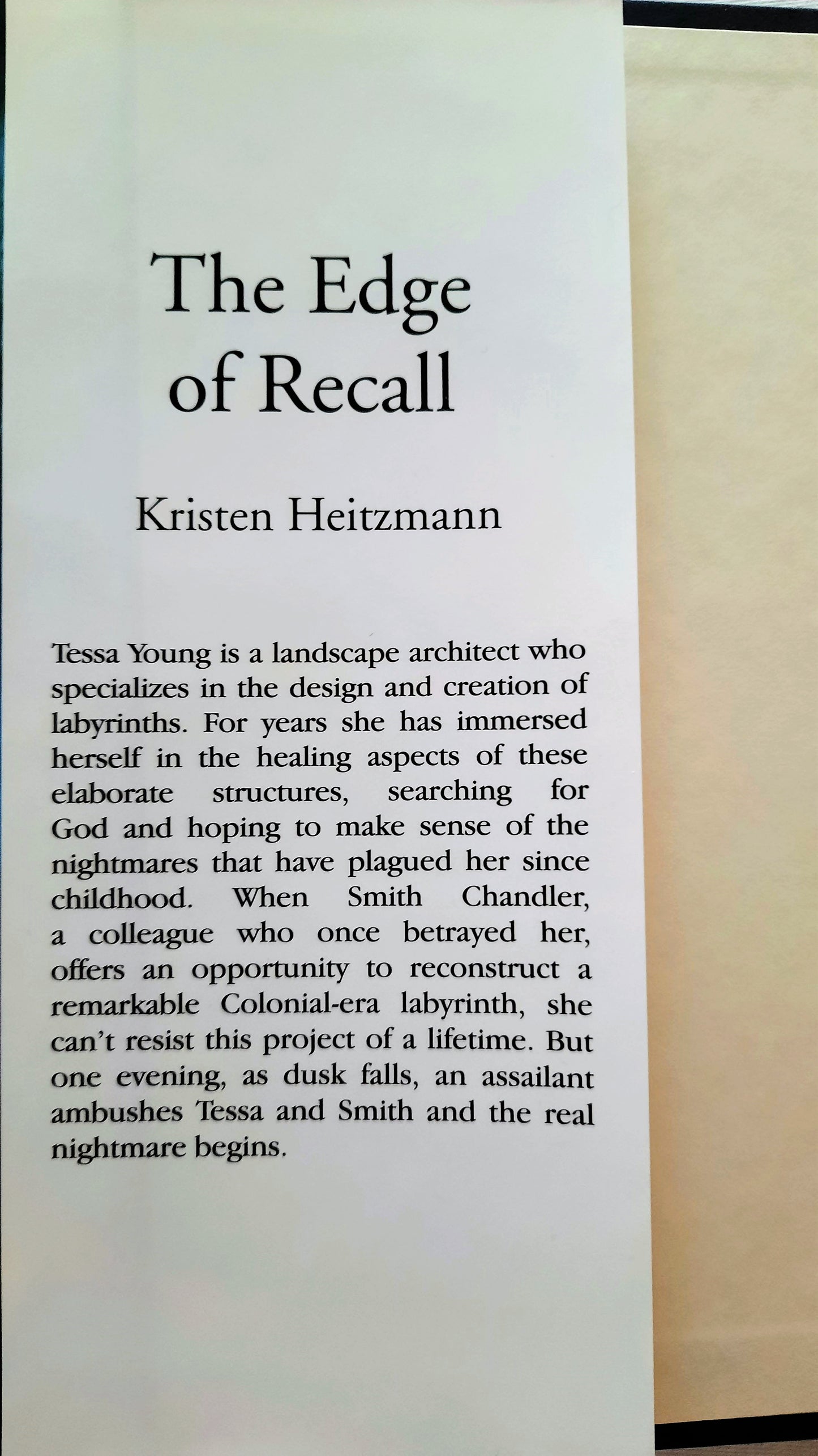 The Edge of Recall by Kristen Heitzmann (Very good, 2008, HC, 412 pages, Bethany House)