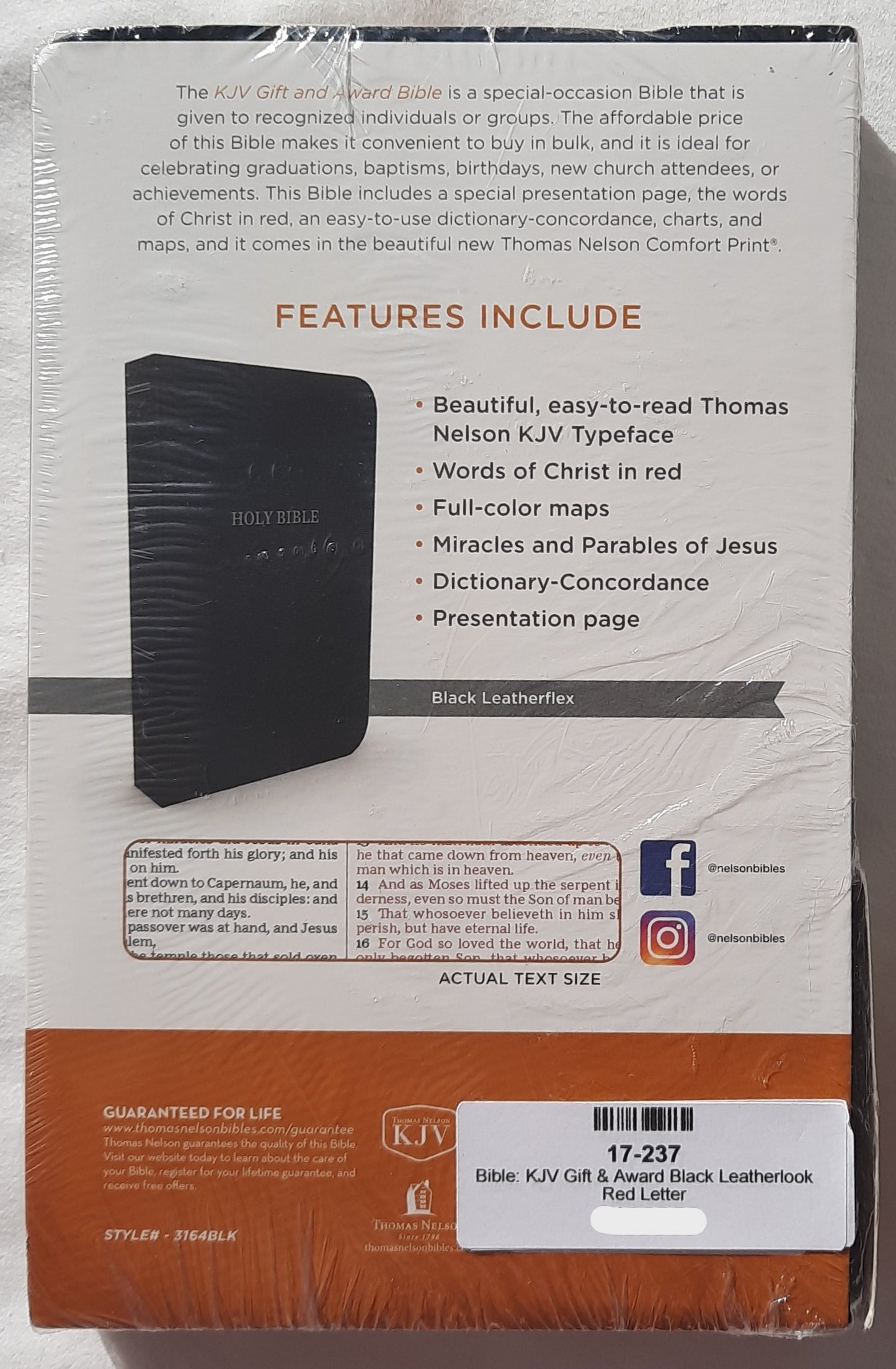 KJV Gift & Award Comfort Print Bible (New, 2017, Soft Cover, 736 pages, Thomas Nelson)