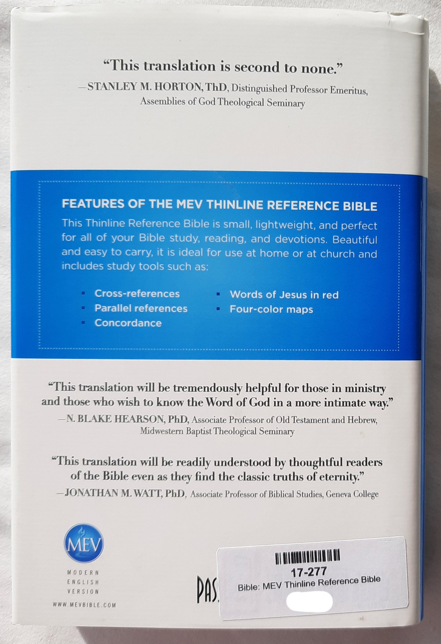 MEV Thinline Reference Bible (New, 2014, HC, 1184 pages, Passio, Red letter)