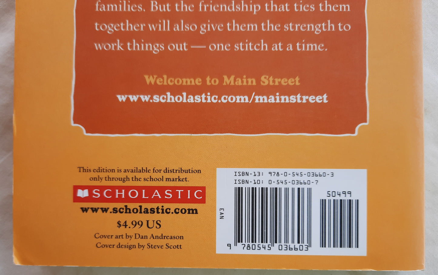 Main Street: Needle and Thread by Ann M. Martin (Very Good, 2007, Pbk, 215 pages, Scholastic)