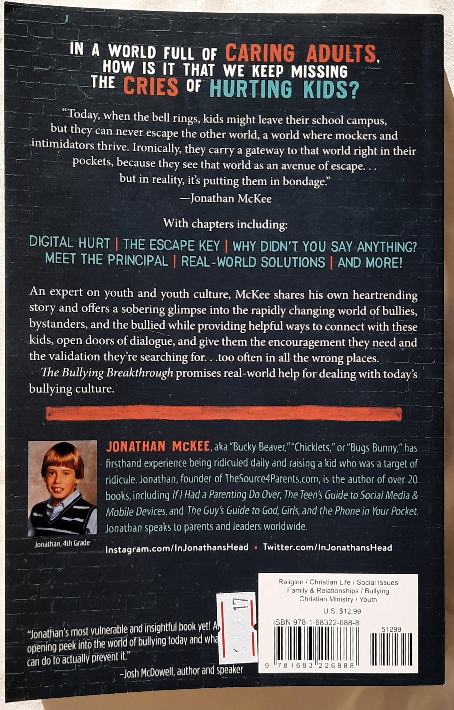 The Bullying Breakthrough by Jonathan McKee (Like New, 2018, Pbk, 191 pages, Real Help)