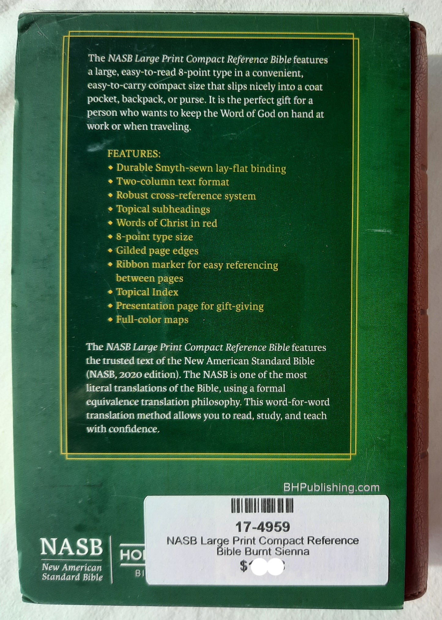 NASB Large Print Compact Reference Bible (New, 2022, Burnt Sienna LeatherSoft, 1776 pages, Holman)