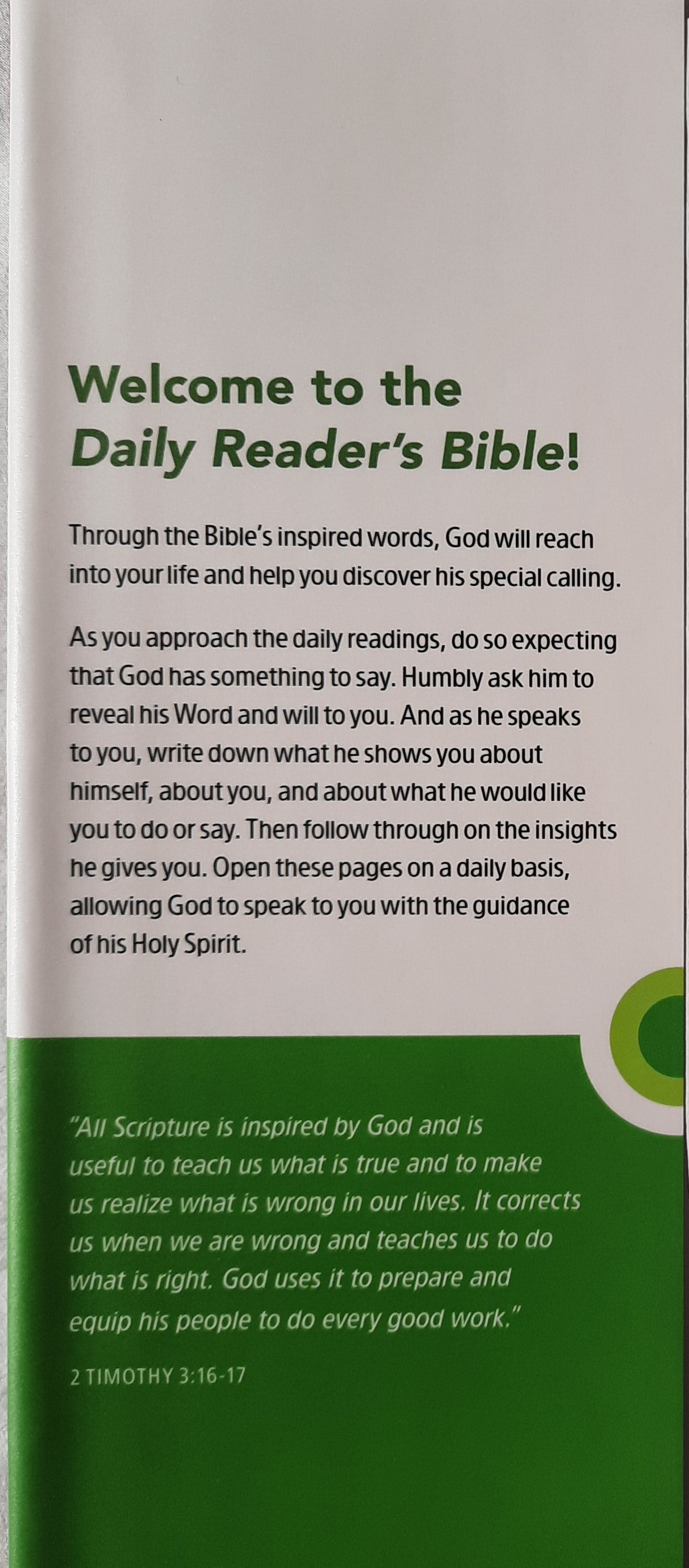 NLT Daily Reader's Bible (New, 2020, HC, 1123 pages, Tyndale House, Red Letter)