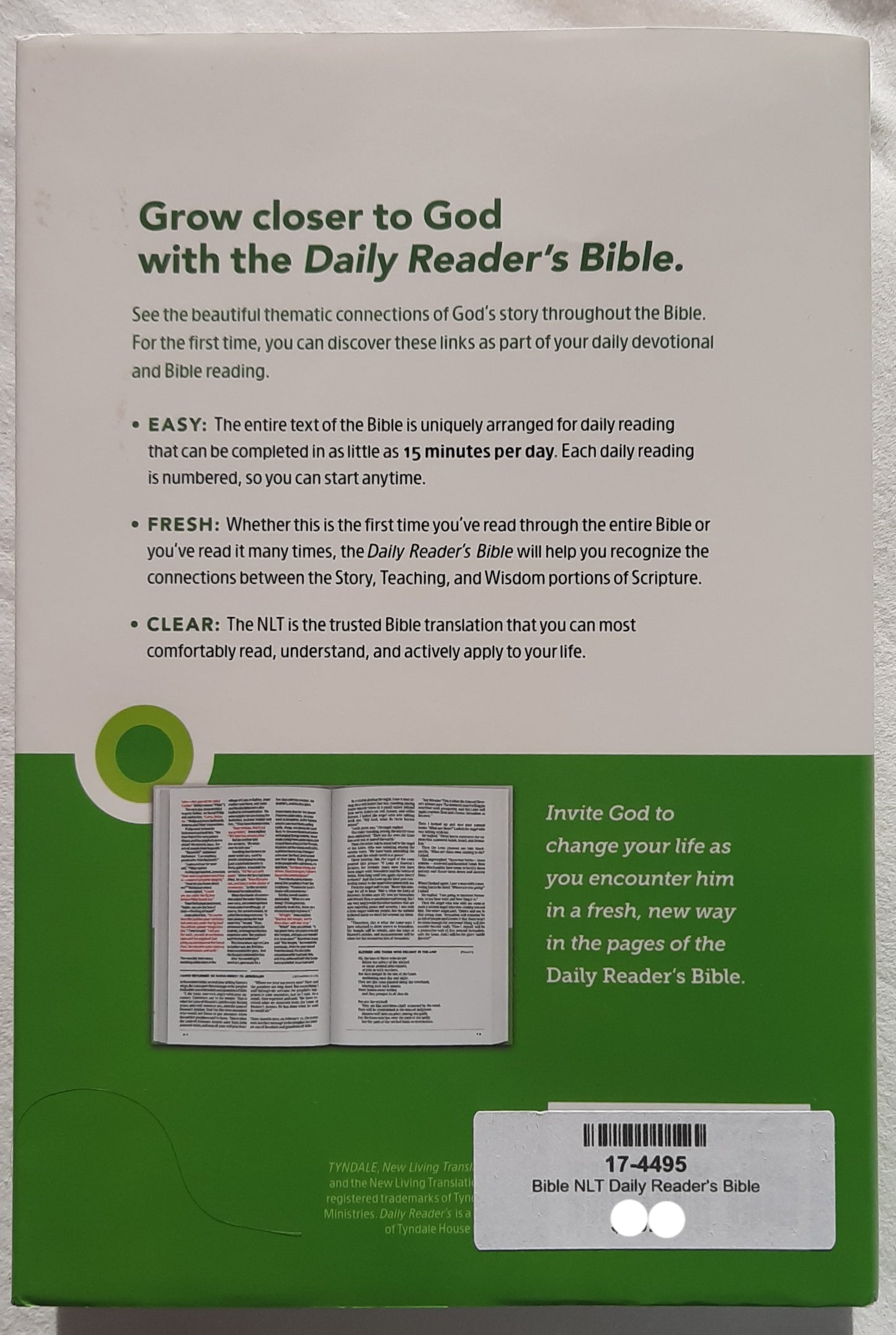 NLT Daily Reader's Bible (New, 2020, HC, 1123 pages, Tyndale House, Red Letter)