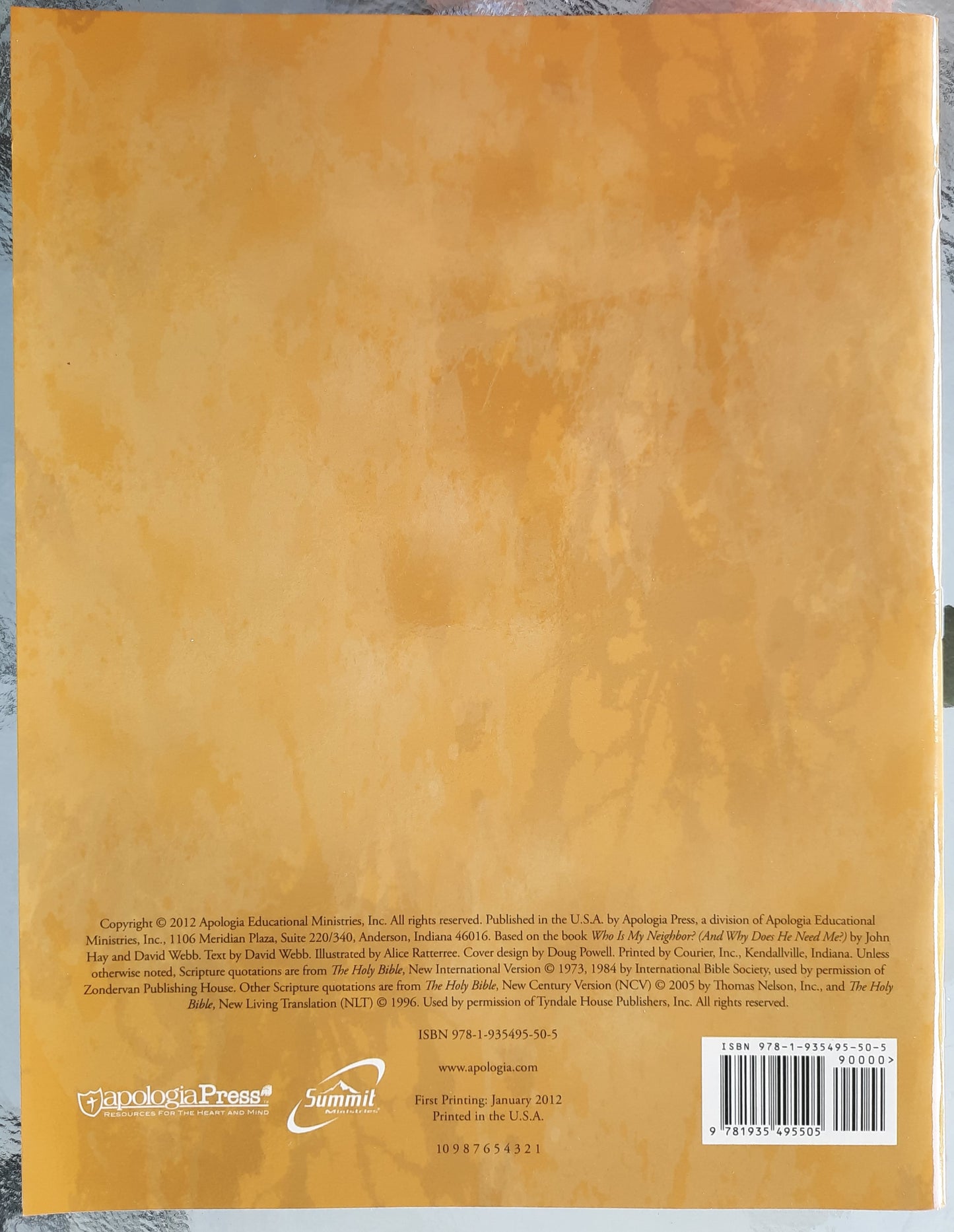 Who Is My Neighbor? Coloring Book by David Webb (New, 2012, Pbk, 64 pages, Apologia Press)