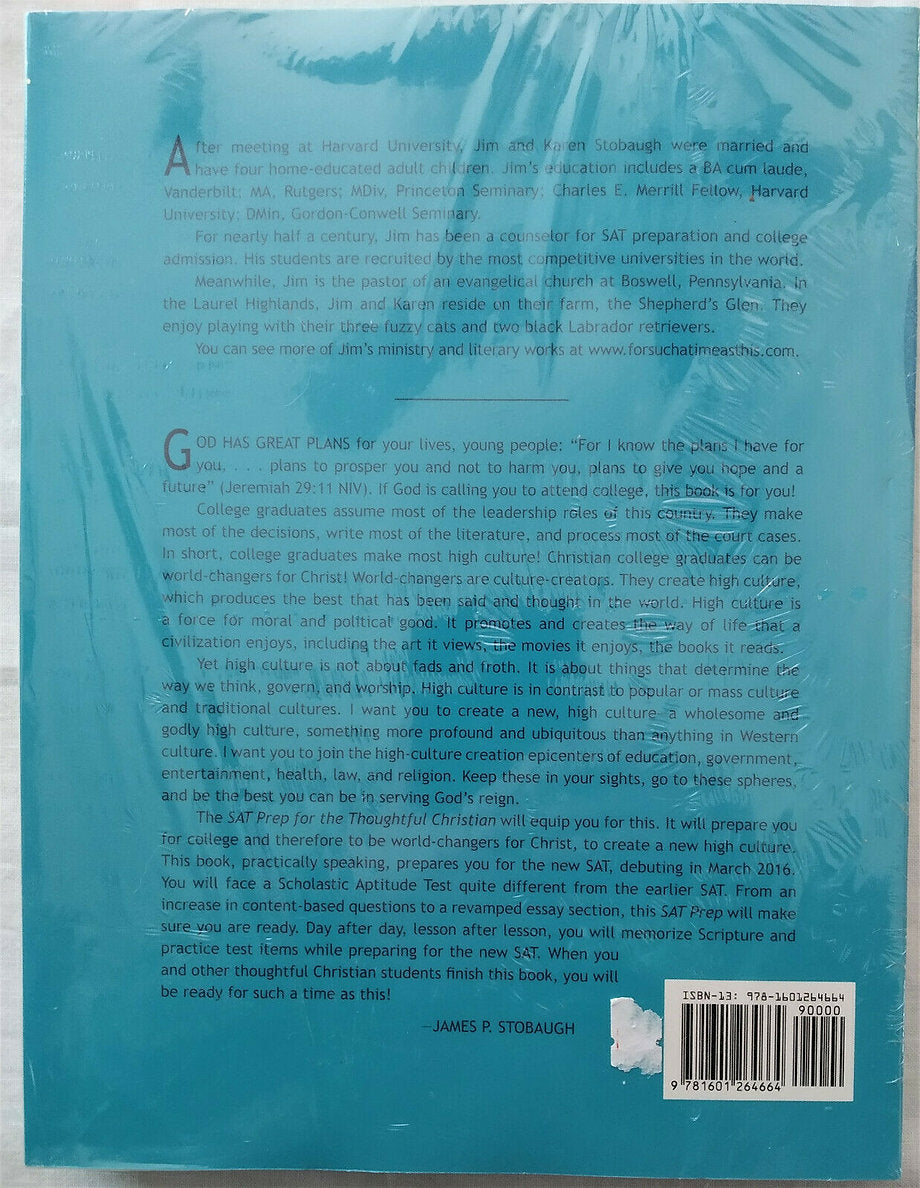 SAT Prep for the Thoughtful Christian by James P. Stobaugh (NEW, 2015, Pbk, For Such a Time as This)