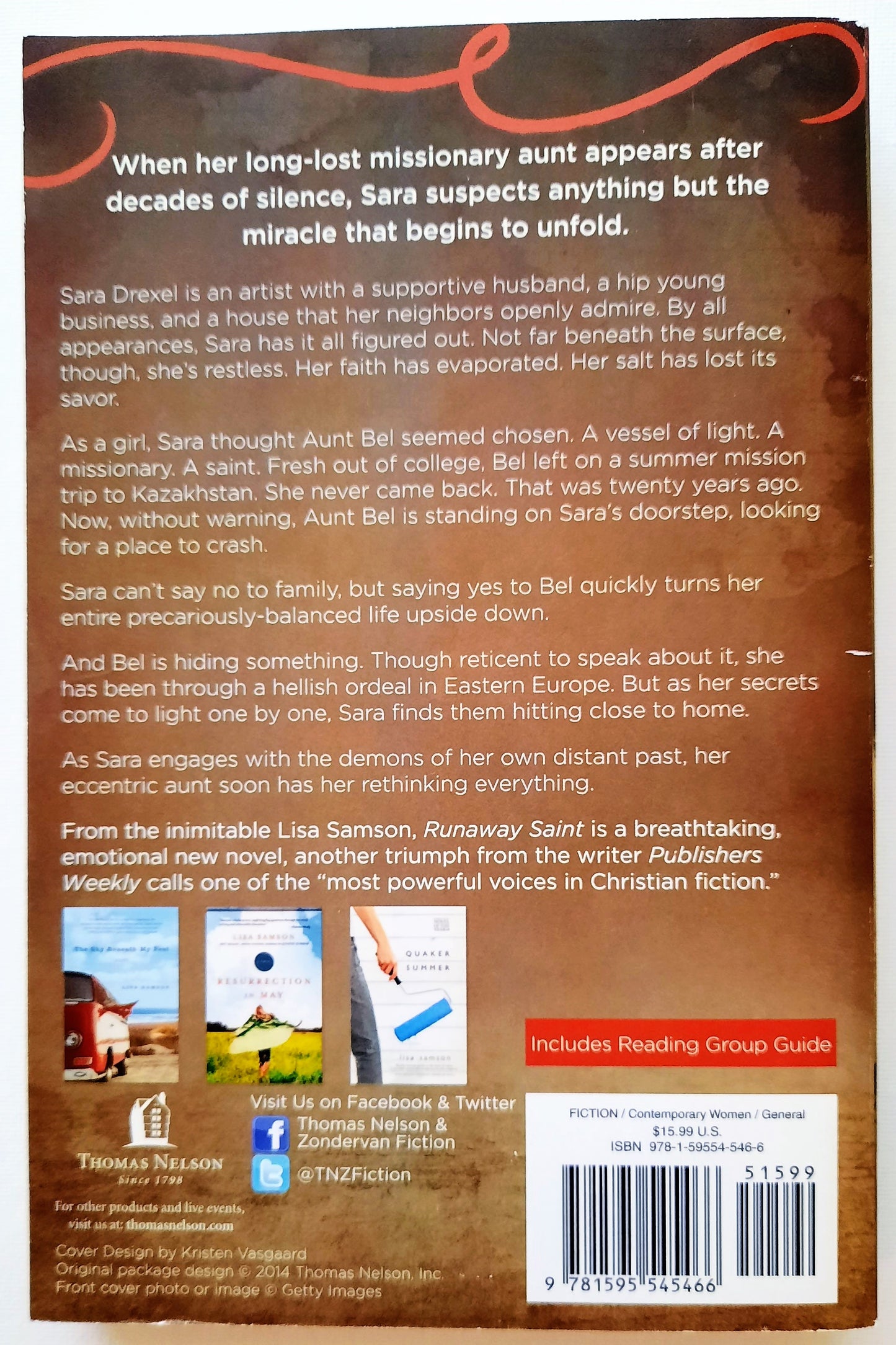 Runaway Saint by Lisa Samson (Very good, 2014, Pbk, 304 pages, Thomas Nelson)