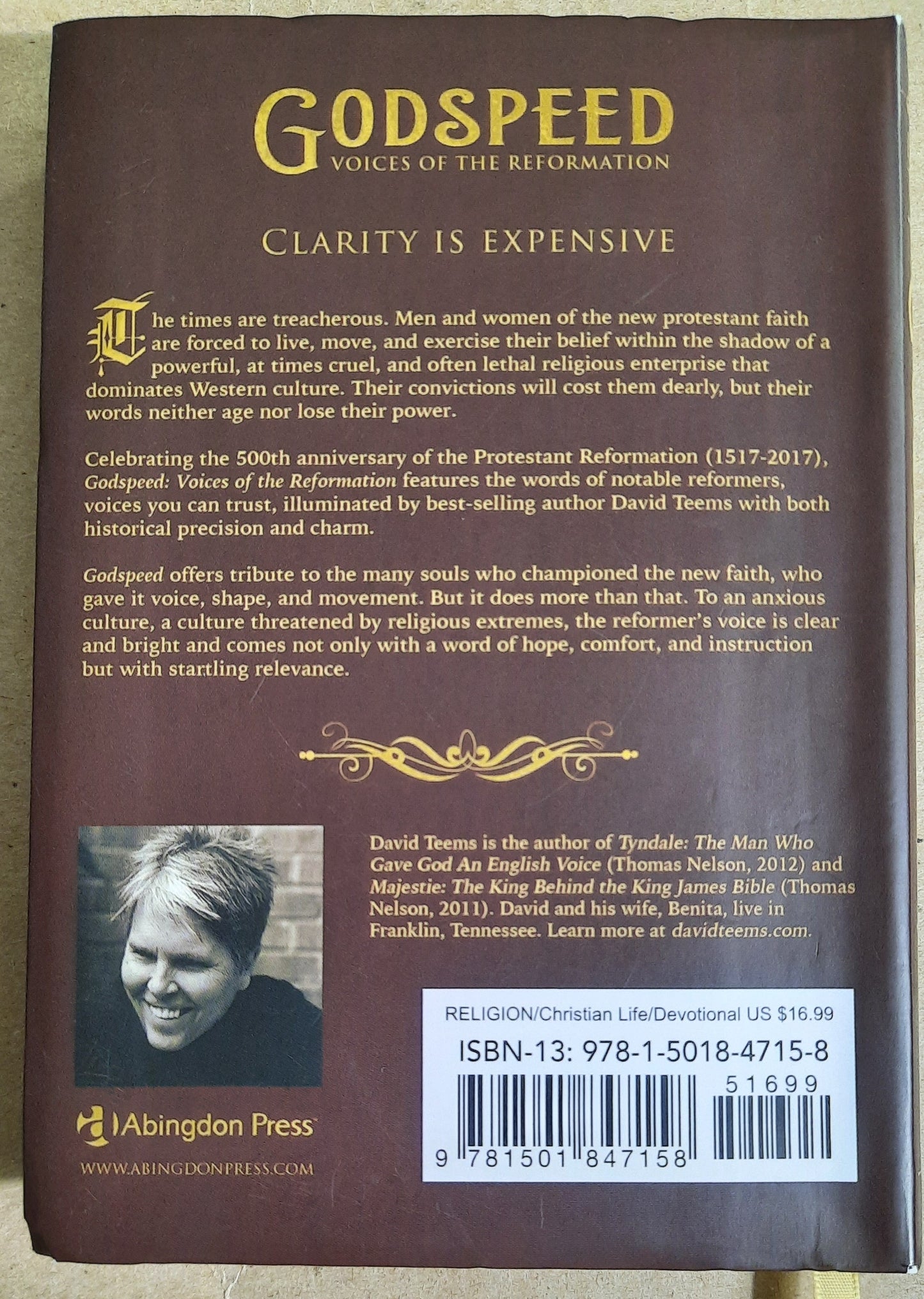 Godspeed: Voices of the Reformation David Teems (Like New, 2017, Flexibound, 384 pages, Abingdon Press)