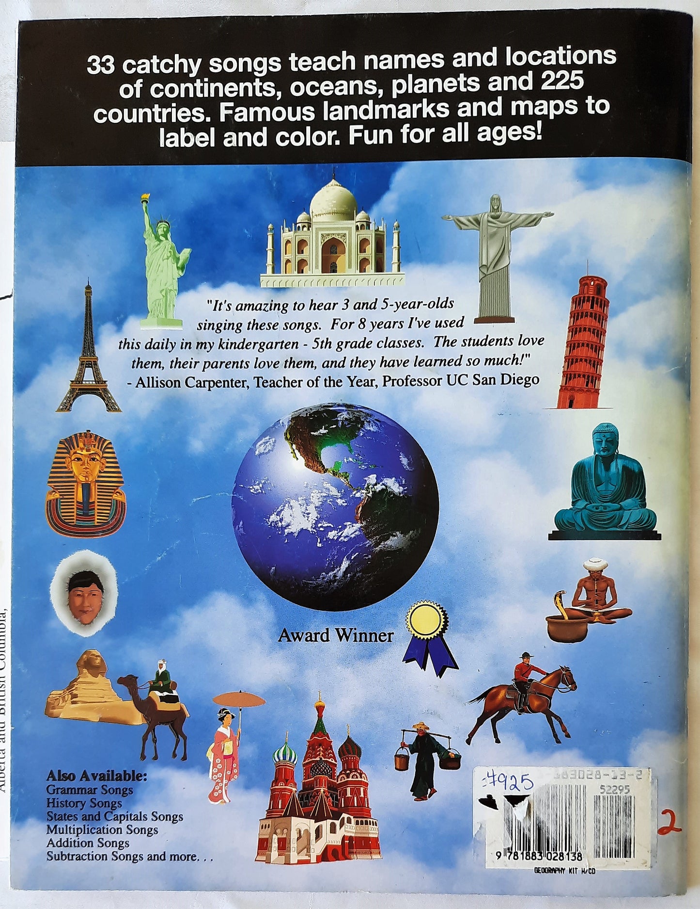 Geography Songs: Sing Around the World by Larry & Kathy Troxel (Very good, 2004, Pbk, 69 pages, Audio Memory)