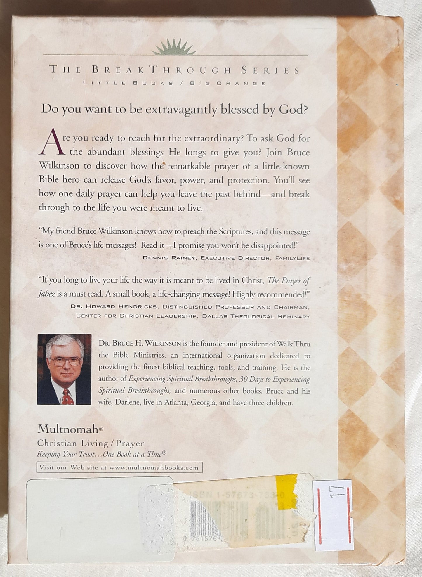 The Prayer of Jabez by Bruce Wilkinson (Very Good, 2000, HC, 92 pages, Multnomah)