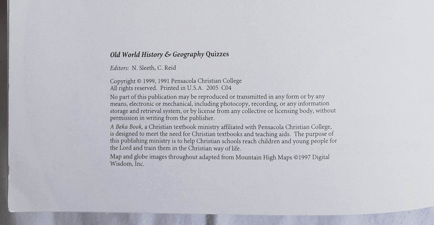 Abeka Old World History & Geography Quizzes Grade 5 (Like new, 2005, Pbk, 71 pages)