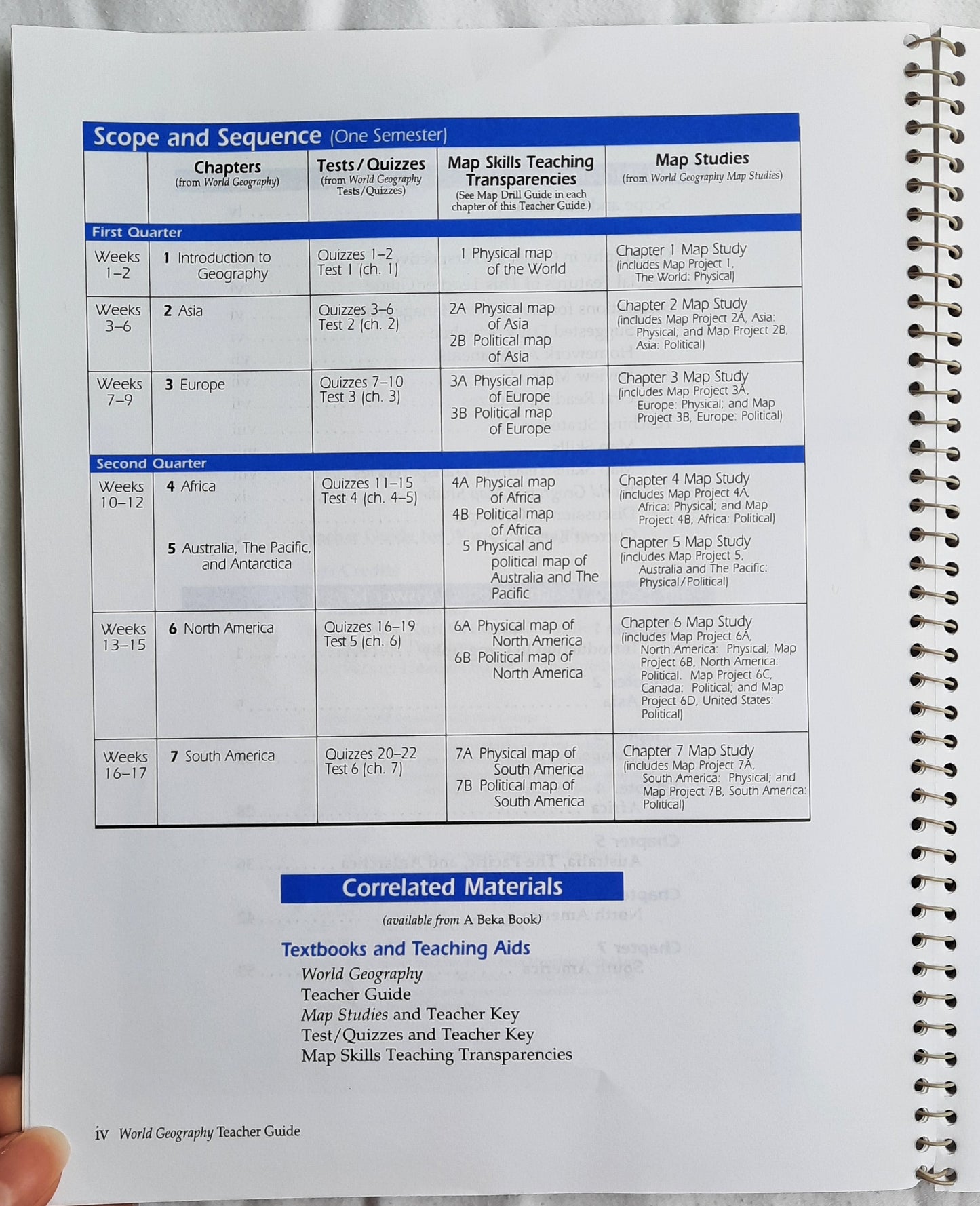 Abeka World Geography in Christian Perspective Teacher Guide (Very Good, 72 pages, Spiral Pbk)