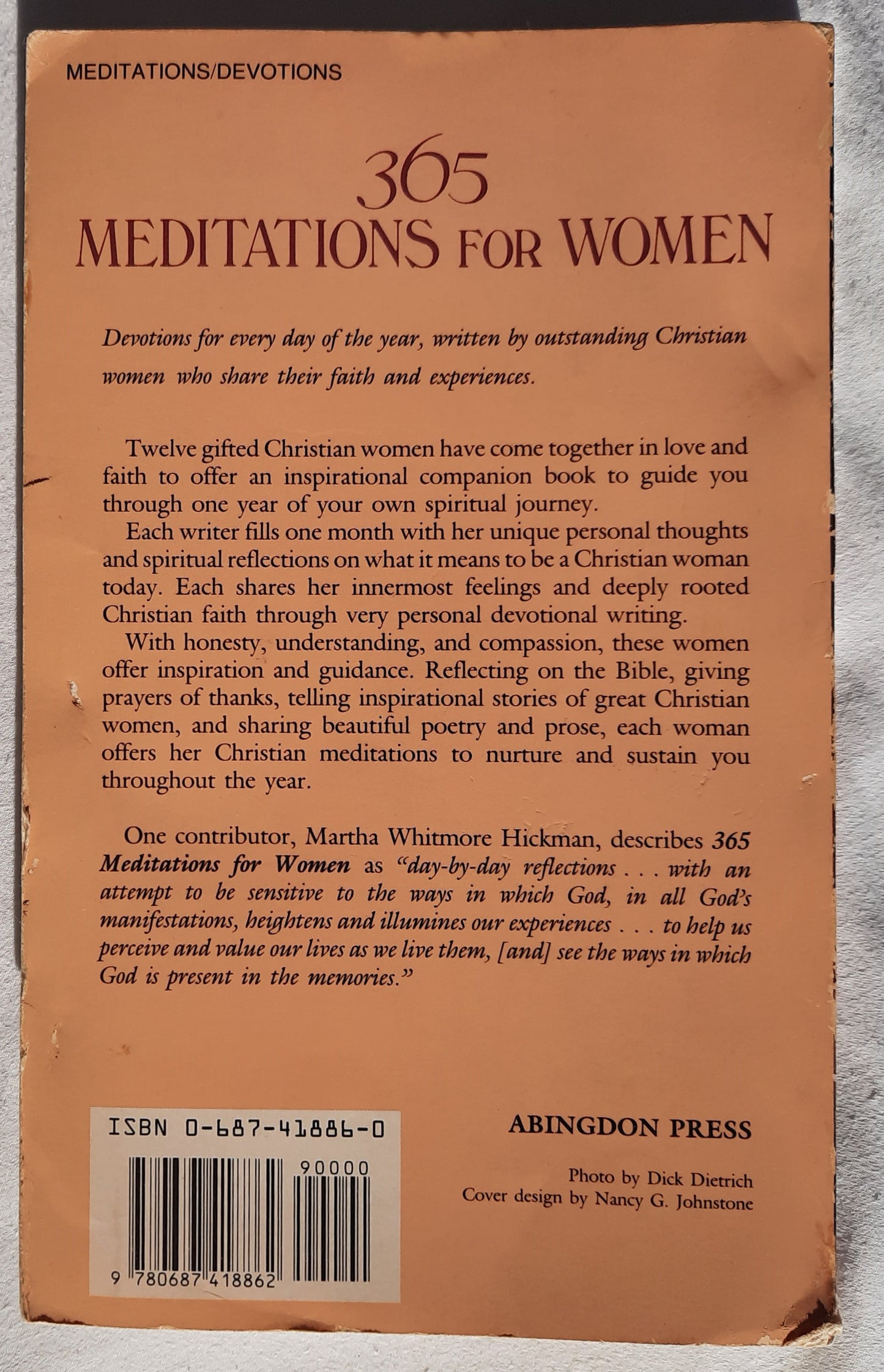 365 Meditations for Women by Jean Abernethy; Carol Burris; et. al. (Good, 1989, PBK, 336 pages, Abingdon Press)