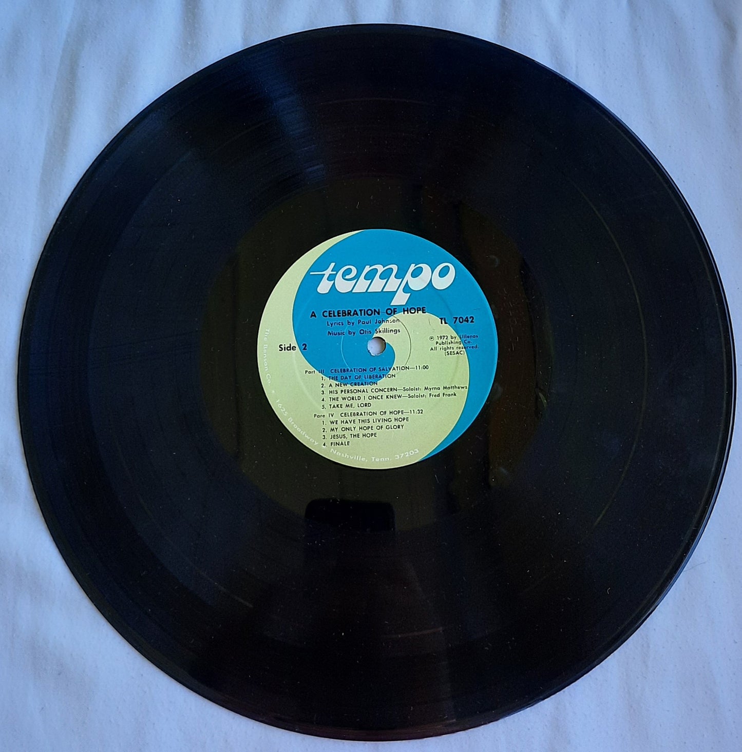 Tempo A Celebration of Hope Vinyl Record lyrics by Paul Johnson; music by Otis Skillings (Very good, 1972, Lillenas Publishing Co.)