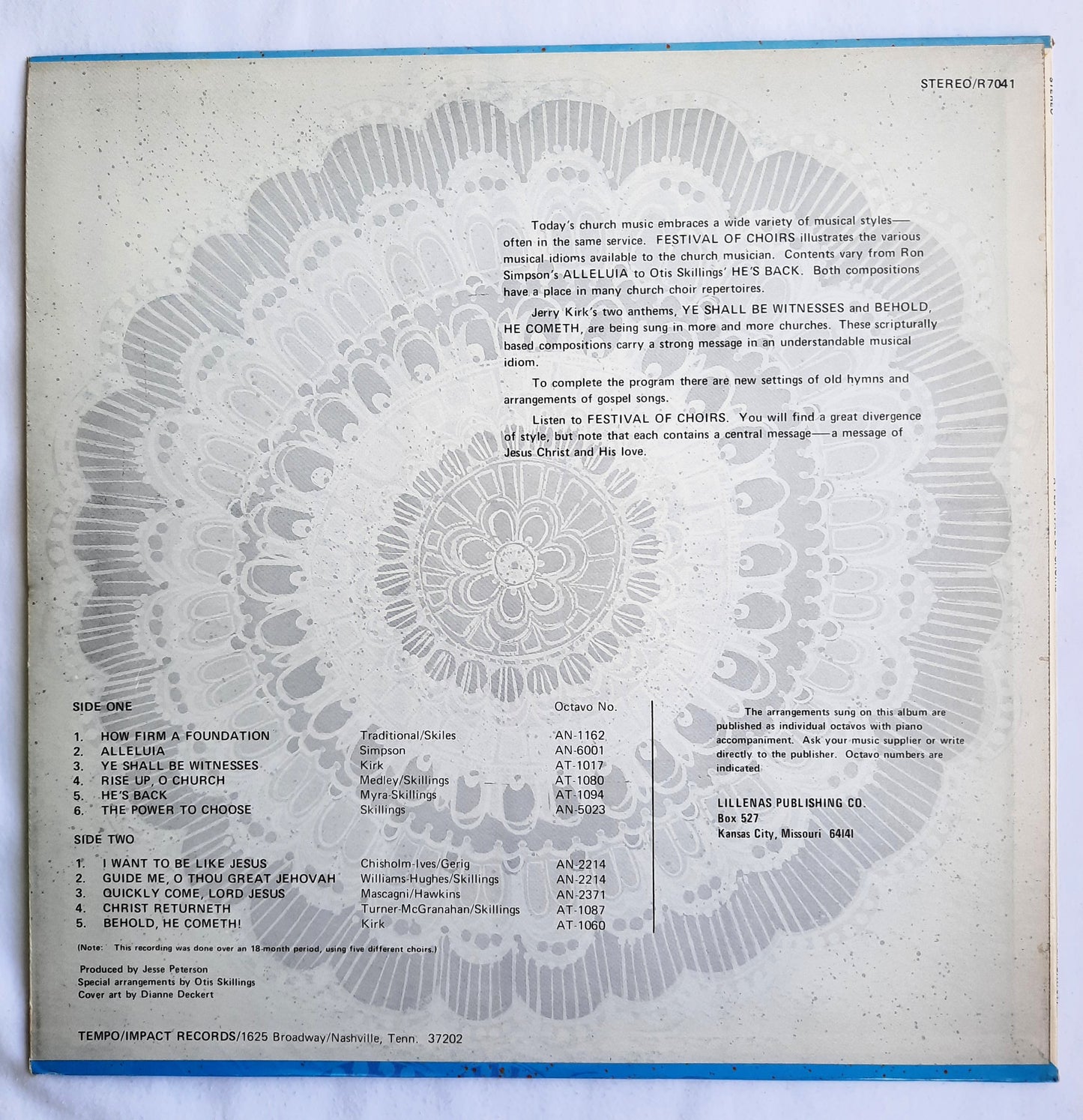 Tempo of Kansas City A Festival of Choirs Vinyl Record Jesse Peterson; Otis Skillings (Very good, Lillenas Publishing Co., RARE RECORD)