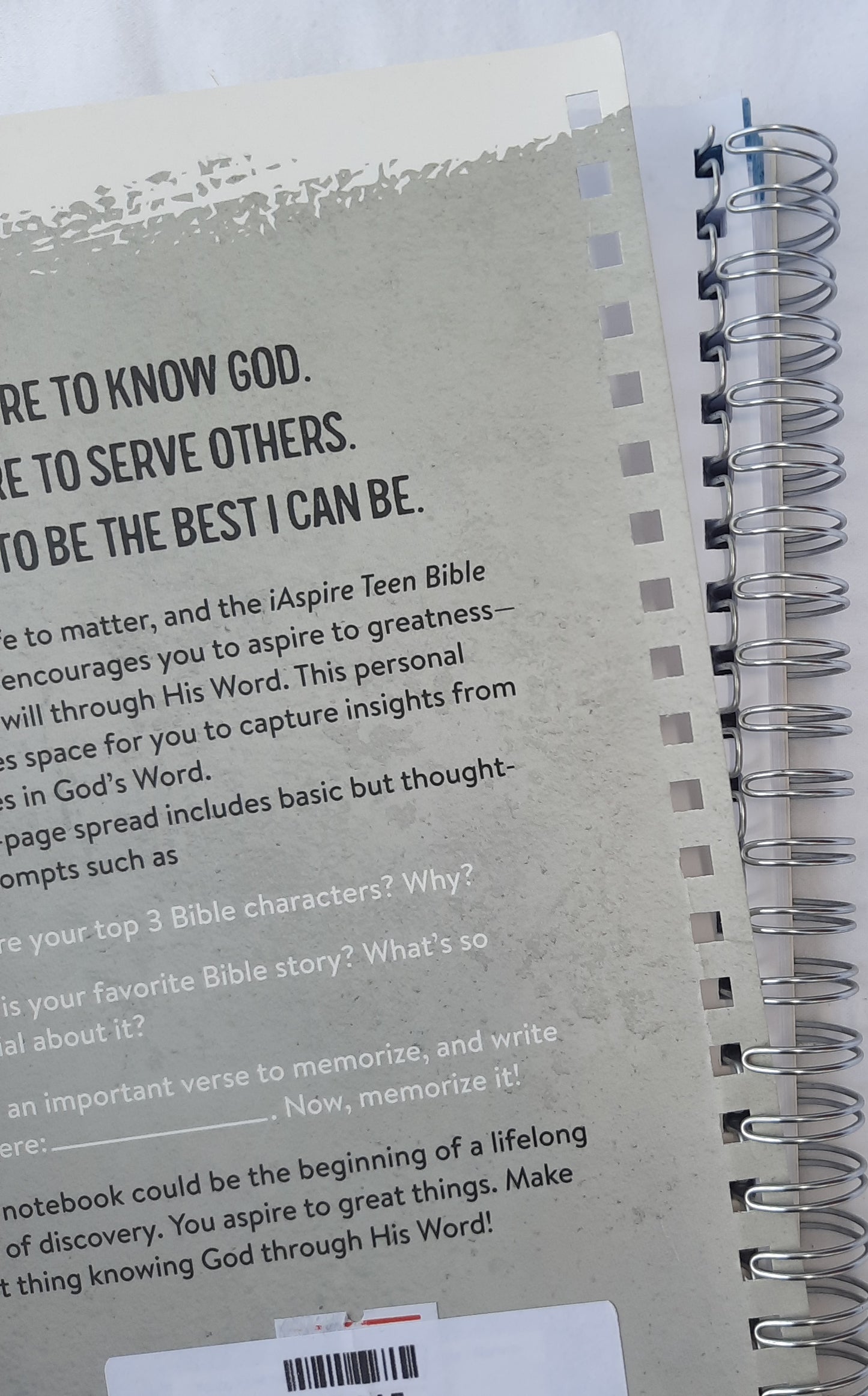iAspire Teen Bible Study Notebook by Kayla Coons (New, 2021, Spiral, 192 pages, Barbour Young Adult)