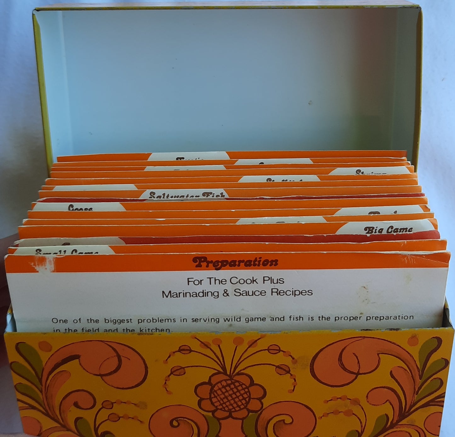 Avon Tin Wild Game, Fish, Exotic Recipe Box (Very good, 1960s, Cinema Productions)