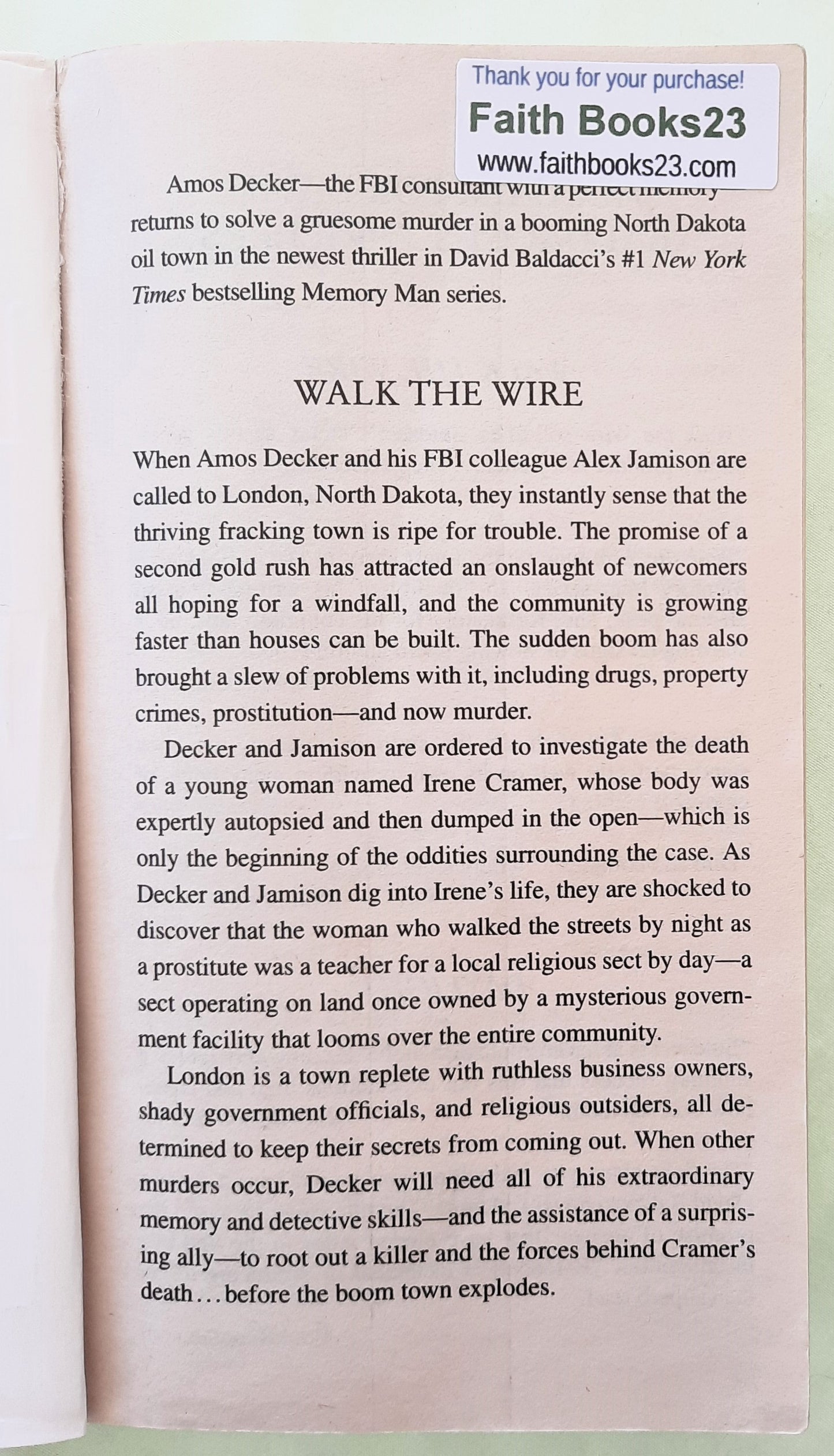 Walk the Wire by David Baldacci (Amos Decker #6, Good, 2021, Pbk, 510 pages, Grand Central Publishing)