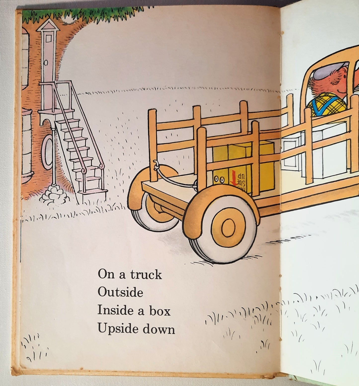 Inside Outside Upside Down by Stan and Jan Berenstain (Acceptable, 1968, HC, 32 pages, Random House)