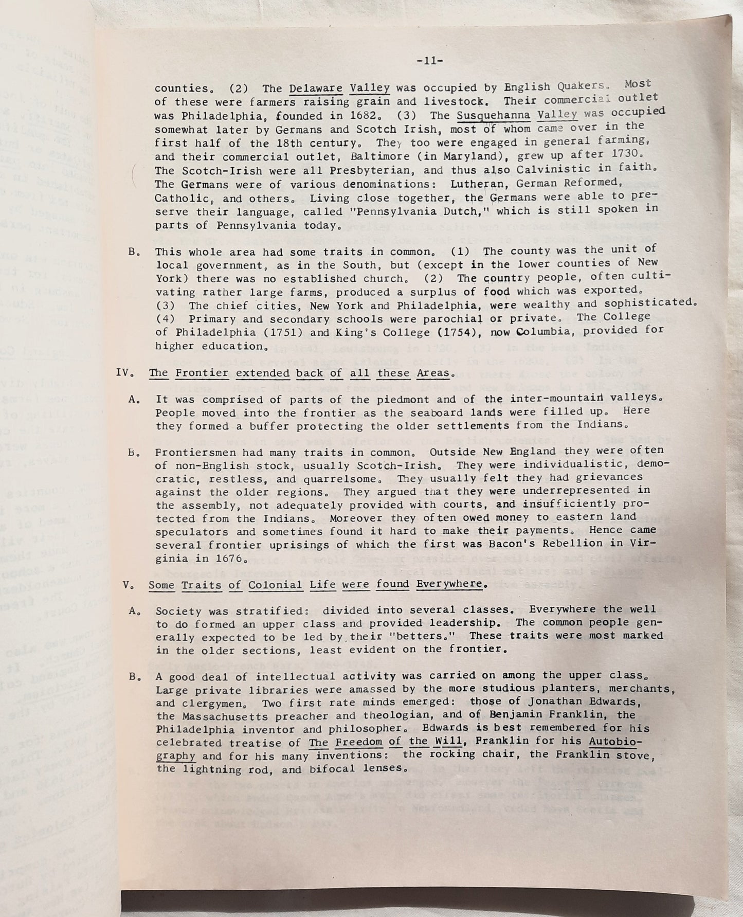 A Lecture Outline and Notebook for U.S. History in 1865 by Donald Berthrong, Donnell Owings and Eugene Hollon (Good, 1957, Pbk)