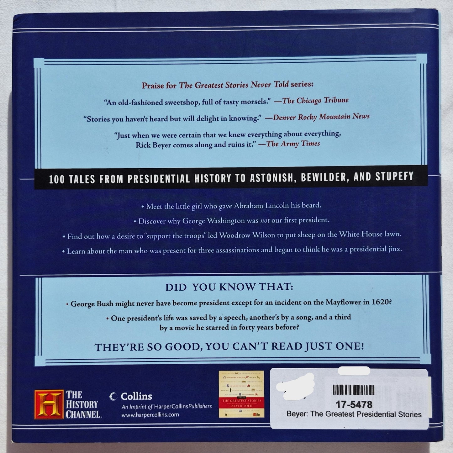 The Greatest Presidential Stories Never Told von Rick Beyer (Sehr gut, 2007, gebunden, 214 Seiten, HarperCollins)