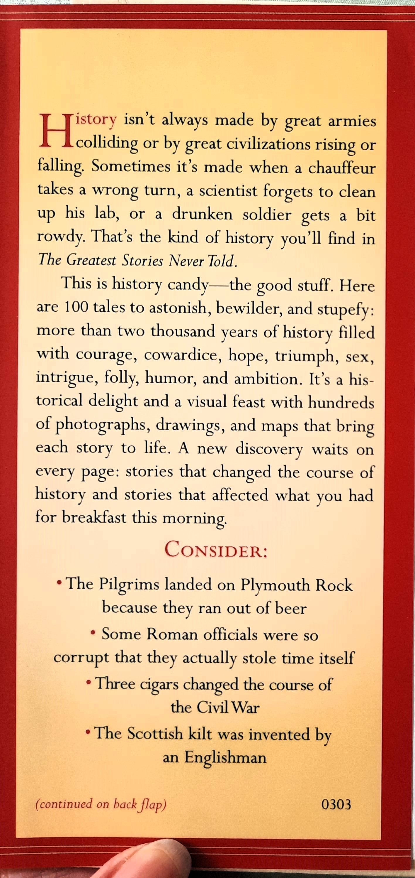 The Greatest Stories Never Told by Rick Beyer (Very good, 2003, HC, 214 pages, HarperCollins)