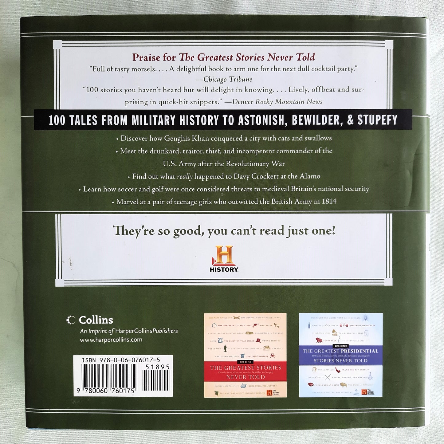 The Greatest War Stories Never Told by Rick Beyer (Very good, 2005, HC, 214 pages, HarperCollins)