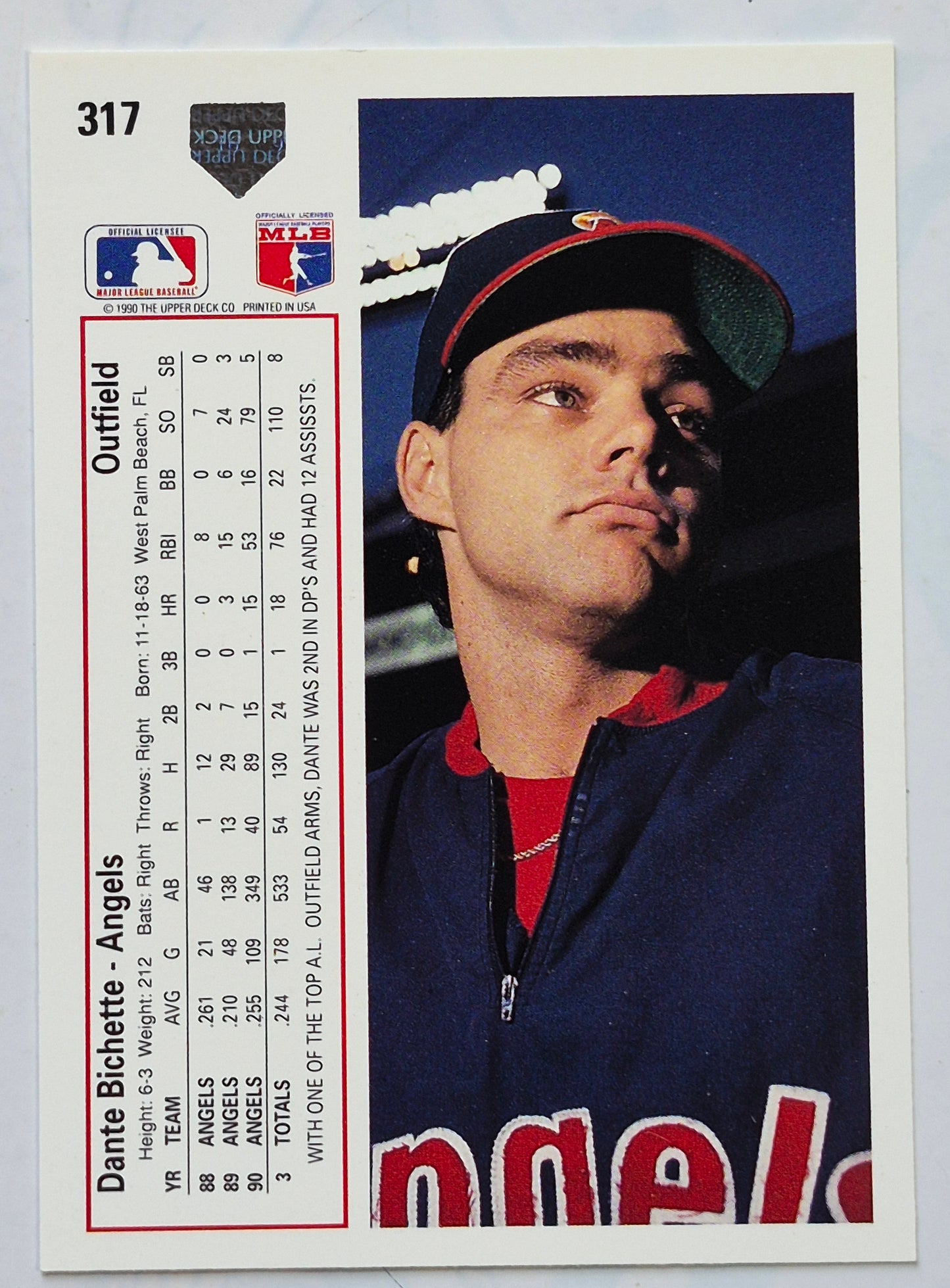 Bichette Dante California Angels Outfield #317 Upper Deck 1991 Baseball Card