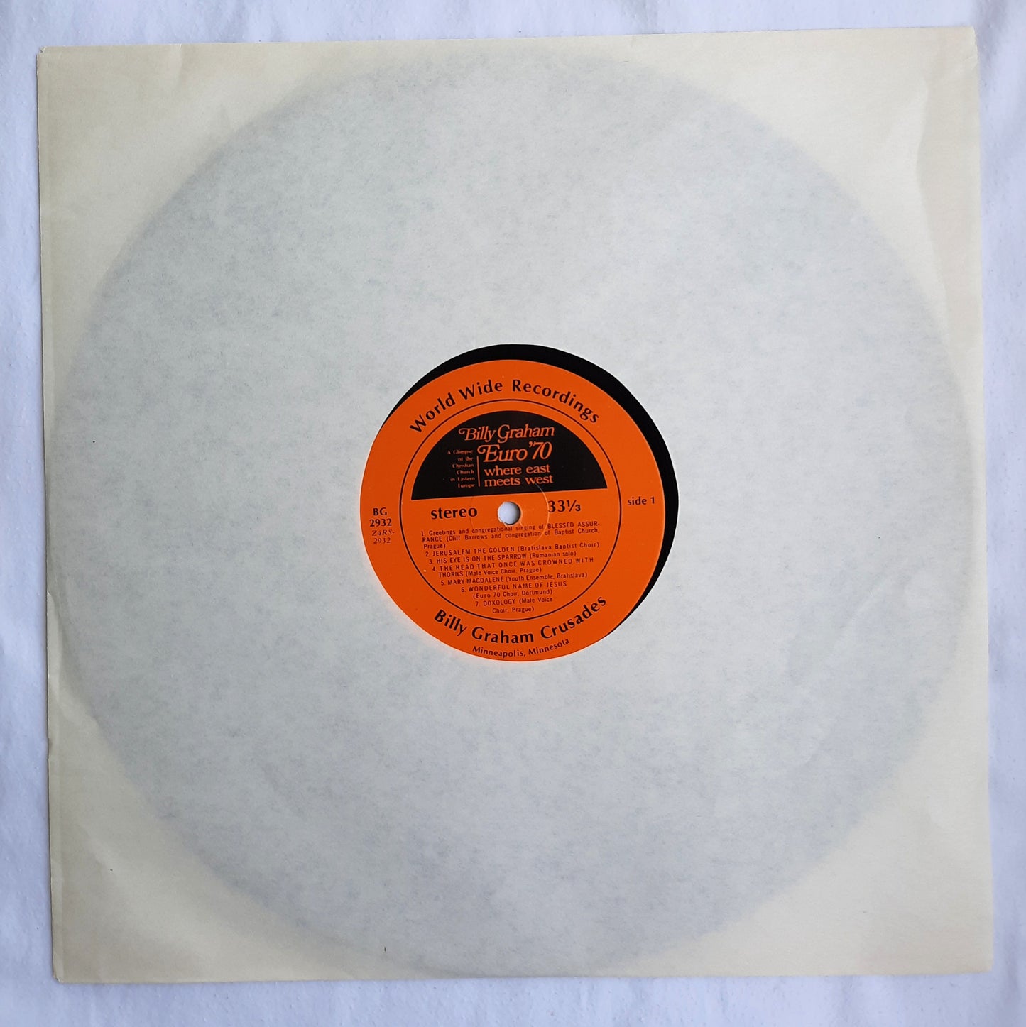Billy Graham Euro '70 Where East Meets West Vinyl Record (Very good, 1970, 33 1/3 RPM, World Wide)