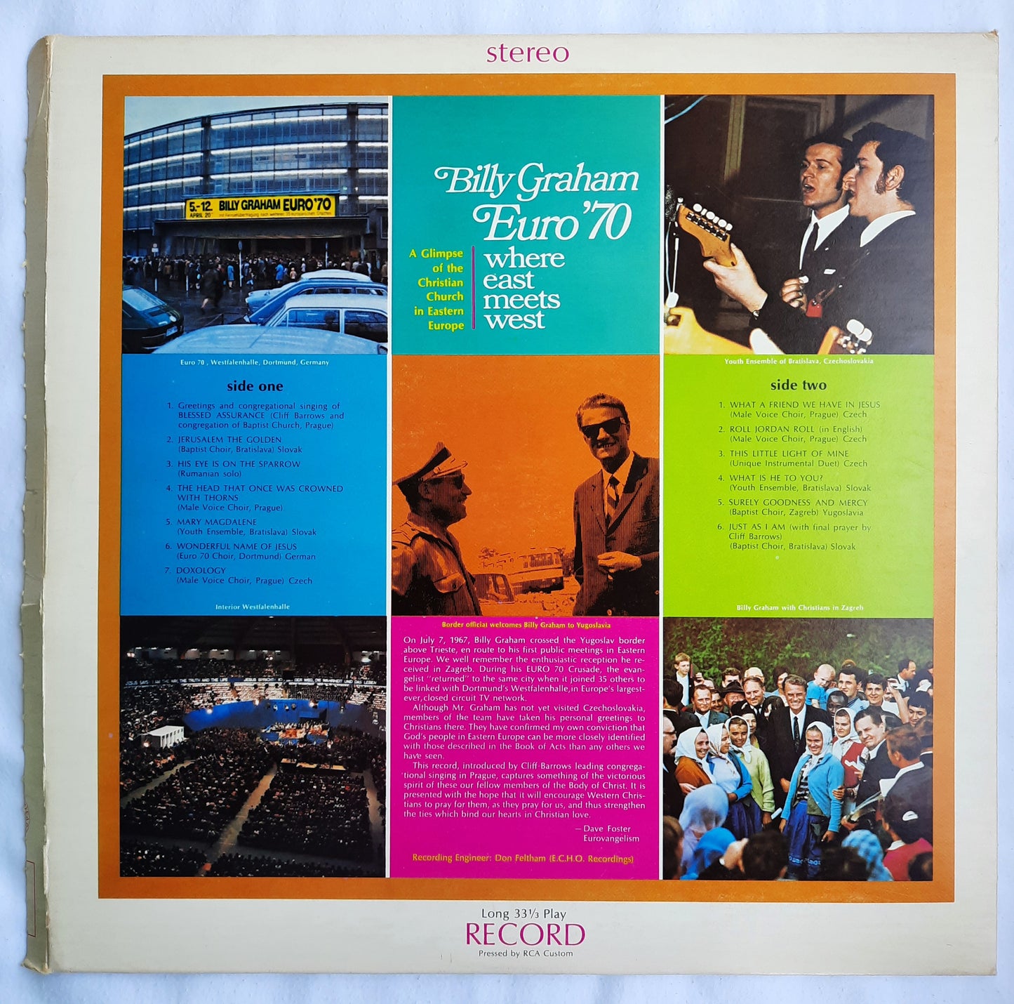 Billy Graham Euro '70 Where East Meets West Vinyl Record (Very good, 1970, 33 1/3 RPM, World Wide)