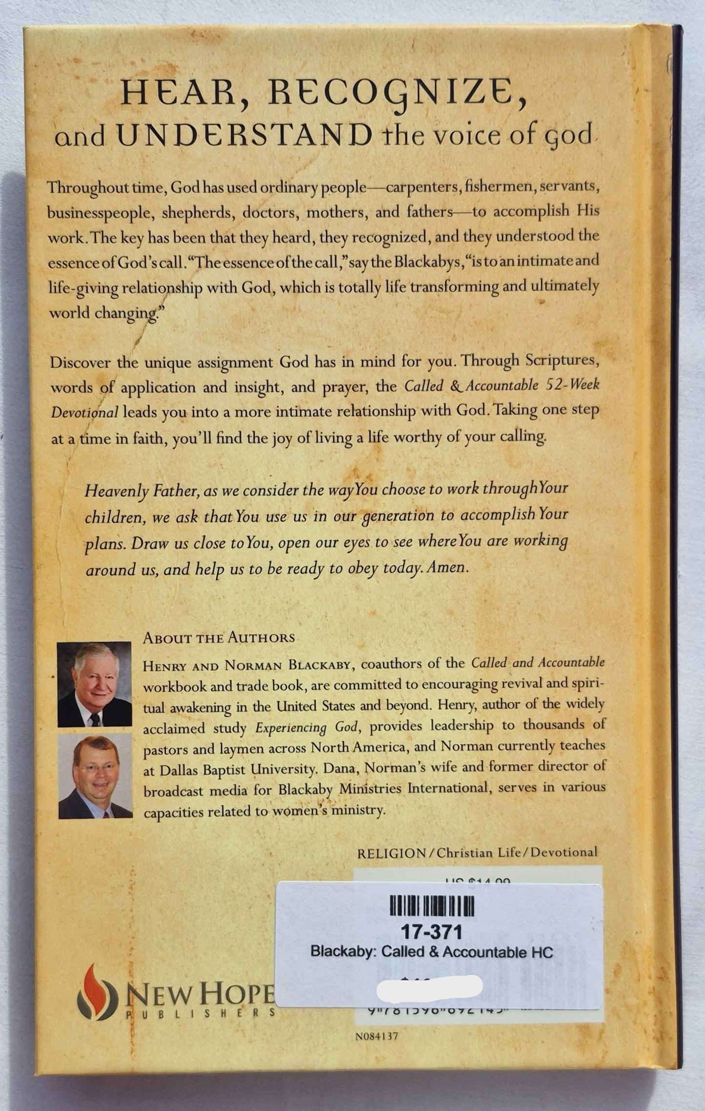 Berufen & Verantwortlich: 52 Wochen Andachten von Henry & Norman Blackaby (Neu, 2007, gebunden, 174 Seiten, New Hope Publishers)