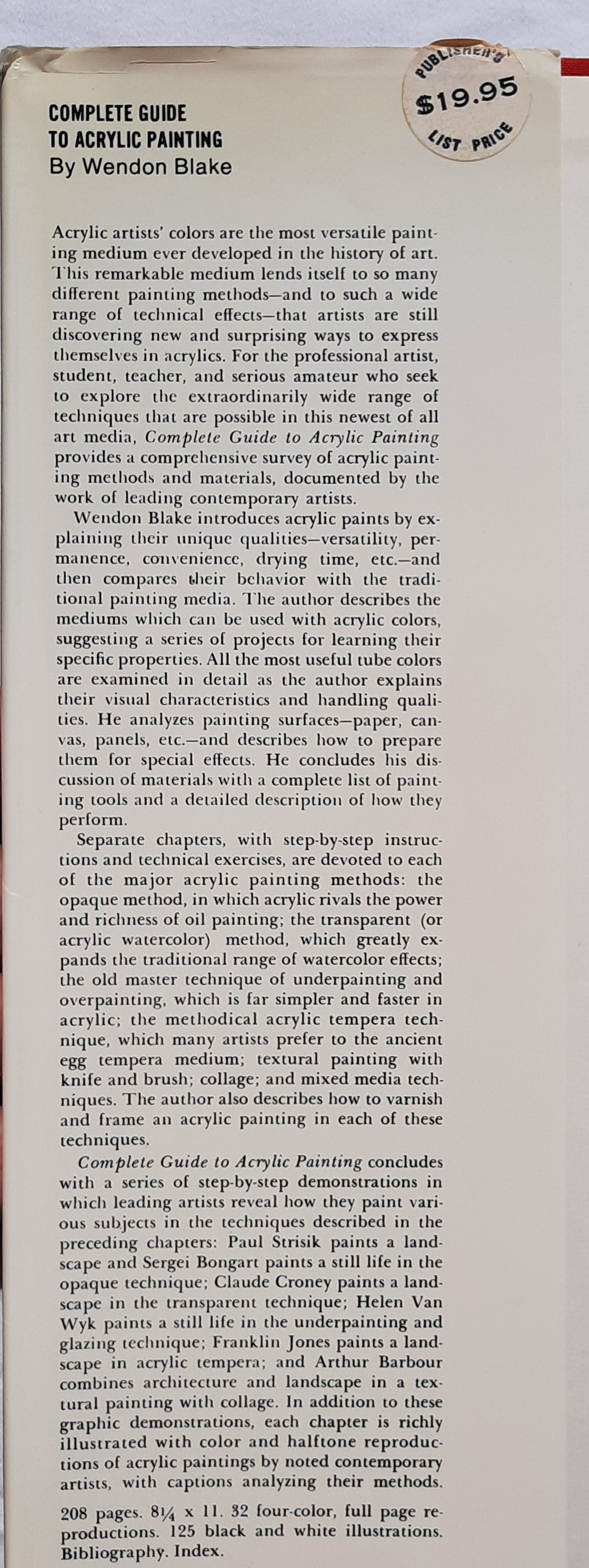 Complete Guide to Acrylic Painting by Wendon Blake (Very good, 1971, HC, 208 pages, Watson-Guptill Pub.)