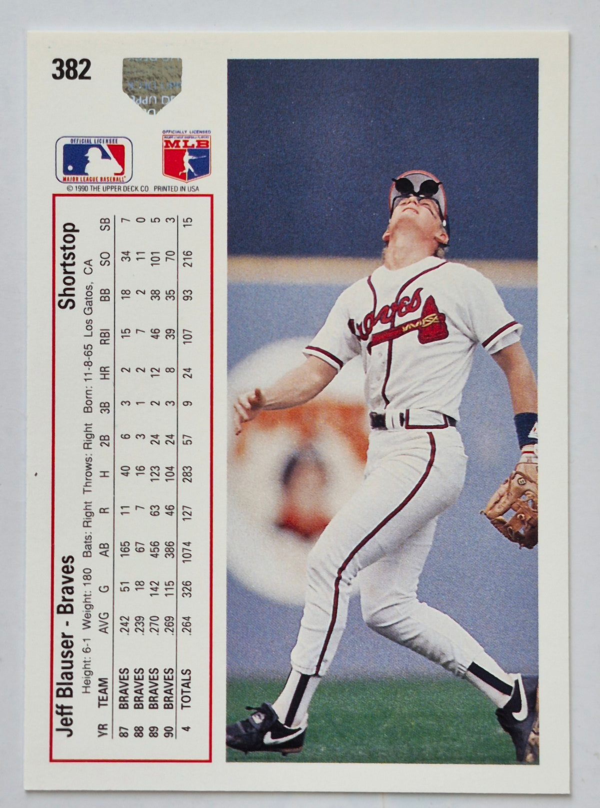 Score '92 Jeff Blauser Atlanta Braves Infield Baseballkarte #362 Fast Neuwertig