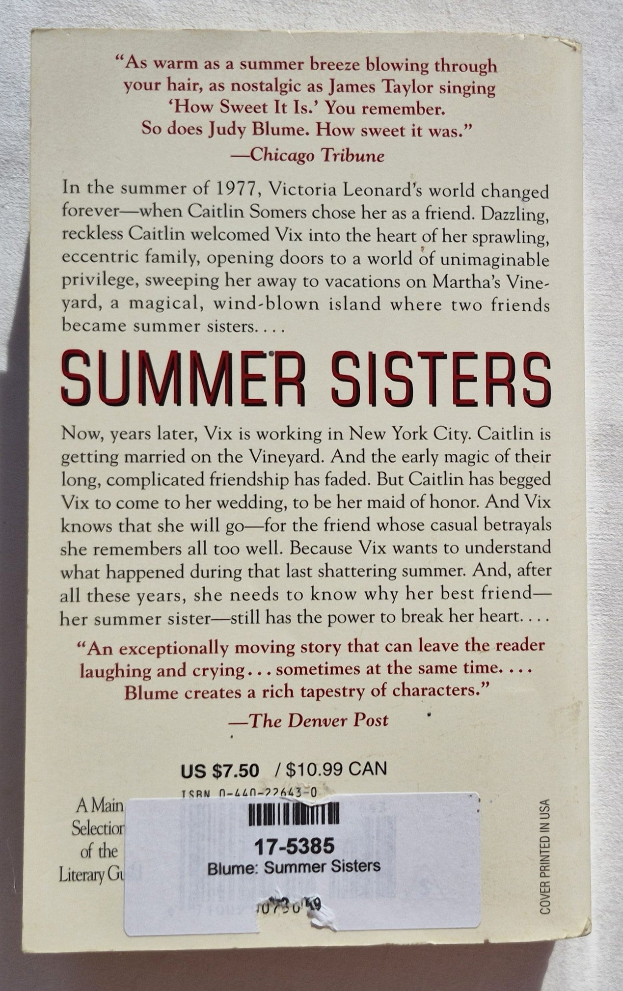 Summer Sisters von Judy Blume (Sehr gut, 1999, Taschenbuch, 399 Seiten, Dell Fiction)