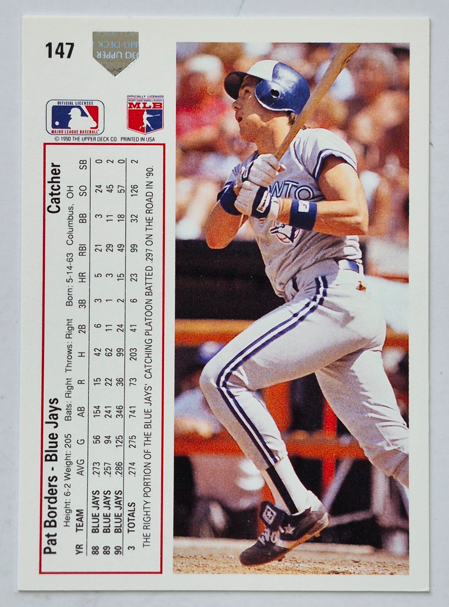 Borders Pat Toronto Blue Jays Catcher #147 Upper Deck 1991 Baseball Card